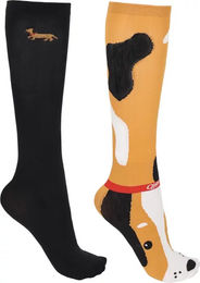 QHP Reitsocken Damen Stable Buddy Geschenkbox 2er-Pack Schwarz Bunt Größe 35-38 – Bild 1 von 3