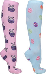 Produktbild von QHP Reitsocken Easter Unisex in Blau und Rosa aus Nylon Größe 35/38