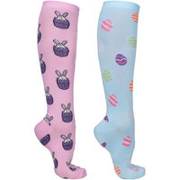 Produktbild von QHP Reitsocken Easter Unisex in Blau und Rosa aus Nylon Größe 35/38