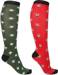 QHP Reitsocken Noël Kniestrümpfe 2er-Pack Nylon Schwarz Rot – Bild 1 von 6