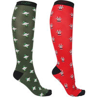 Produktbild von QHP Reitsocken Noël Kniestrümpfe 2er-Pack Nylon Schwarz Rot