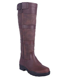 QHP Reitstiefel Daan aus Leder und Kunstleder Dunkelbraun Größe 38 – Bild 1 von 4