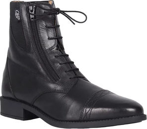 QHP Reitstiefel Ezra aus Leder mit Schnürsenkeln und Reißverschluss Schwarz Größe 39 – Bild 1 von 4
