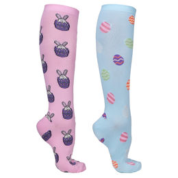 QHP Reitstrümpfe Ostern Kniestrümpfe 2 Paar Rosa Blau Größe 39-42 – Bild 1 von 3