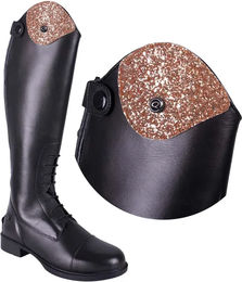 Produktbild von QHP Romy Sparkle Austauschbare Reitstiefel-Tops aus Kunststoff in Rosa Silber Unisex Größe 33/34