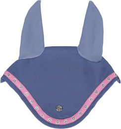 QHP Rosalynn Fliegenhaube und Ohrenhaube für Ponys in Blau aus Polyester – Bild 1 von 4
