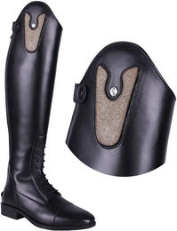 QHP Sasha Sparkle austauschbares Schaftoberteil für Reitstiefel aus Leder mit Klettverschluss Sparkle Kakao – Bild 1 von 3
