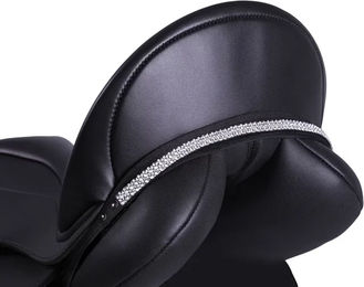 Produktbild von QHP Sattel Jewel Sattelschmuck Verbena mit Strass für Warmblut in Schwarz und Silber aus Kunstleder