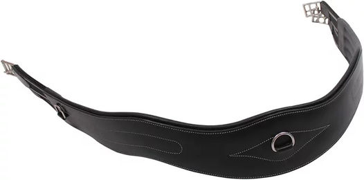QHP Sattelgurt aus Leder anatomisch geformt mit D-Ring Dunkelbraun 145 cm – Bild 1 von 2
