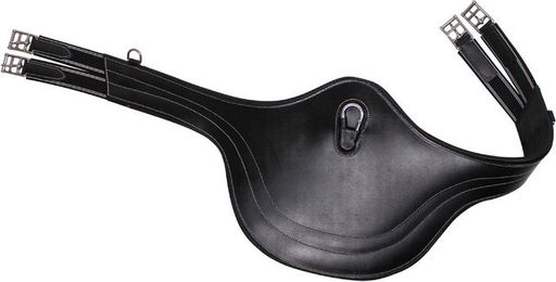 QHP Sattelgurt für Pferde aus Leder in Schwarz Grösse 105 cm – Bild 1 von 4