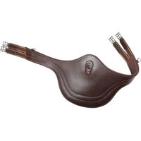 Produktbild von QHP Sattelgurt Springschutz Stollenschutzgurt aus Leder mit Ziernähten Braun 115 cm