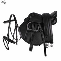 Produktbild von QHP Sattelset Melbourne für Ponys inklusive Zubehör und Trensenzaum in Schwarz