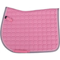Produktbild von QHP Schabracke Florence Sattelunterlage für Warmblut in Rosa mit Quadratsteppung und Zierkordeln