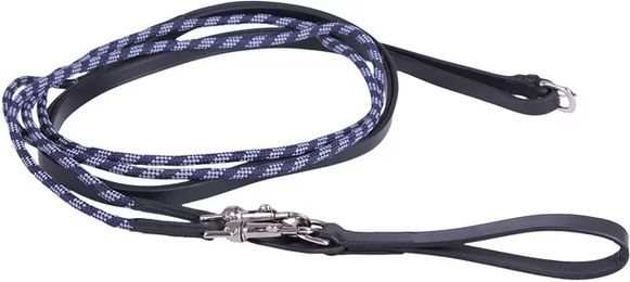 QHP Schlaufzügel aus weichem Leder mit Rundkordel für Warmblut in Schwarz, Braun oder Blau – Bild 1 von 3