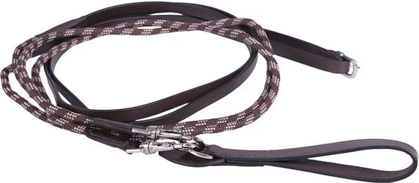 QHP Schlaufzügel Luxus aus Leder für Warmblut in Braun – Bild 1 von 3