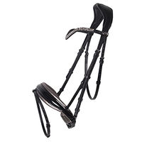 Produktbild von QHP Schwedische Trense Lupine aus Leder mit Strass-Splittern für Vollblut in Schwarz/Grau