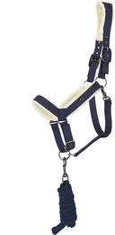 QHP Sensisoft Halfter-Set mit Strick aus Polyester Blau Größe Full für Pferde – Bild 1 von 3