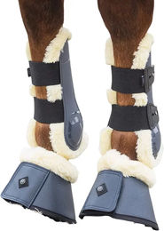 Produktbild von QHP Sensisoft Offene Gamaschen für Pferde aus Neopren Blau Pony