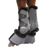 Produktbild von QHP Sensisoft Offene Gamaschen für Pferde aus Neopren Grau für Vollblut