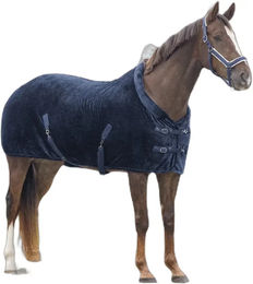 QHP Sensisoft Showdecke für Pferde aus Polyester in Blau – Bild 1 von 8