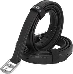 QHP Sensisoft Steigbügelriemen aus Leder in Schwarz 150 cm – Bild 1 von 2
