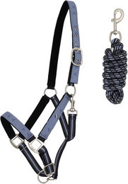 Produktbild von QHP Shetty Halfter und Longiergurt Set aus Kunstleder in Blau