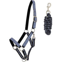 Produktbild von QHP Shetty Halfter und Longiergurt Set aus Kunstleder in Blau