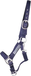 QHP Sicherheitshalfter für Warmblut aus Nylon mit Unterlegung und Klettverschluss Blau – Bild 1 von 2