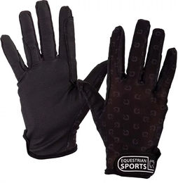 QHP Sommer-Reithandschuhe für Kinder in Schwarz Größe L aus Polyester – Bild 1 von 3