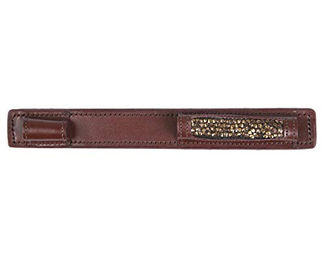QHP Sporen-Protector Sporenshutz aus Leder mit Strass in Braun/Beige – Bild 1 von 1