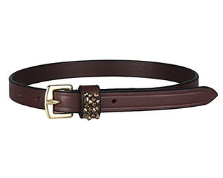 Produktbild von QHP Sporenriemen aus Leder in Braun mit silberner Schnalle 46 cm