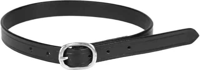 QHP Sporenriemen Basic aus Leder für Junior in Schwarz – Bild 1 von 2