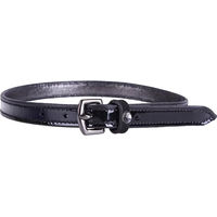 Produktbild von QHP Sporenriemen Calypso aus Leder in Schwarz mit silberfarbener Schnalle und Strassstein