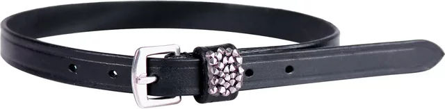 QHP Sporenriemen Lupine Lederriemen Schwarz mit Strass – Bild 1 von 2