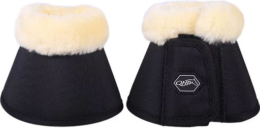 QHP Springglocken Ontario Gamaschen mit Fellimitation und Klettverschluss Schwarz XL – Bild 1 von 3