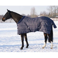 Produktbild von QHP Stalldecke für Pferde Luxe 300g Füllung Blau Kariert 135 cm - 300 g