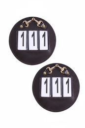 QHP Startnummern Ricki 3-stellig 2er Set Braun aus Kunstleder – Bild 1 von 1