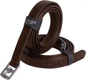 QHP Steigbügelriemen aus Leder mit Edelstahl-Schnallen Braun 120 cm - 120 cm – Bild 1 von 2