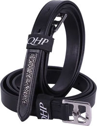 QHP Steigbügelriemen Lupine aus Leder mit Strass-Steinen Schwarz 135 cm – Bild 1 von 3