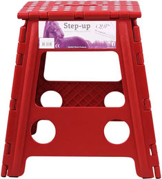 QHP Step-up Tritthocker klappbar aus Kunststoff in Rot – Bild 1 von 5