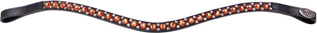 QHP Stirnband Menton aus Leder mit Strasssteinen für Warmblut in Amber Gold – Bild 1 von 2