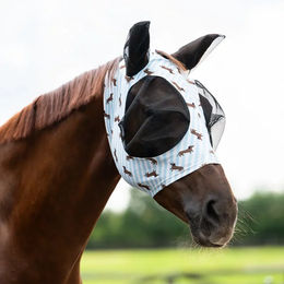 Produktbild von QHP Super Bug Stable Buddy Fliegenmaske für Pferde in Blau/Bunt für Vollblut