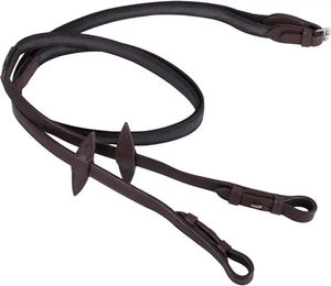 QHP Supergrip Anti-Rutsch-Pferdezügel aus Leder für Warmblut in Braun und Schwarz – Bild 1 von 2