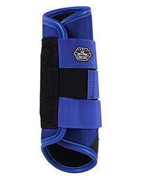QHP Technical Hinterbein-Gamaschen für Pferde Blau Größe L aus Polyester – Bild 1 von 5