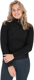 Produktbild von QHP Teddie Damen Fleece-Pullover mit halbem Reißverschluss Schwarz