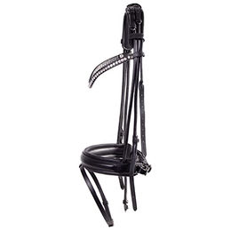 QHP Trense Cyrelle Leder Schwarz für Warmblut – Bild 1 von 2