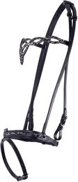 QHP Trense Pferd Icelandic Frosti aus Leder in Schwarz mit Silber und abnehmbarem Sperriemen für Vollblut - 1 Stk. – Bild 1 von 3