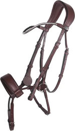 QHP Trense Sedna für Warmblut aus Leder in Braun mit Gelpadding – Bild 1 von 3