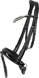 QHP Trense Sunset aus Leder für Vollblut in Schwarz – Bild 1 von 2