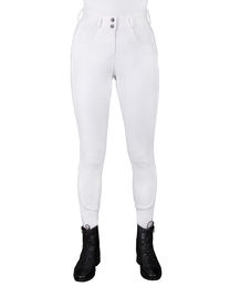 Produktbild von QHP Turnier Reithose für Damen mit Vollbesatz in Weiß Wintermodell Größe 38